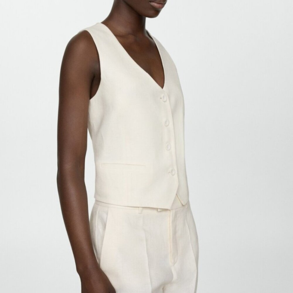 NWT Mango Linen Vest S - Picture 2 of 6